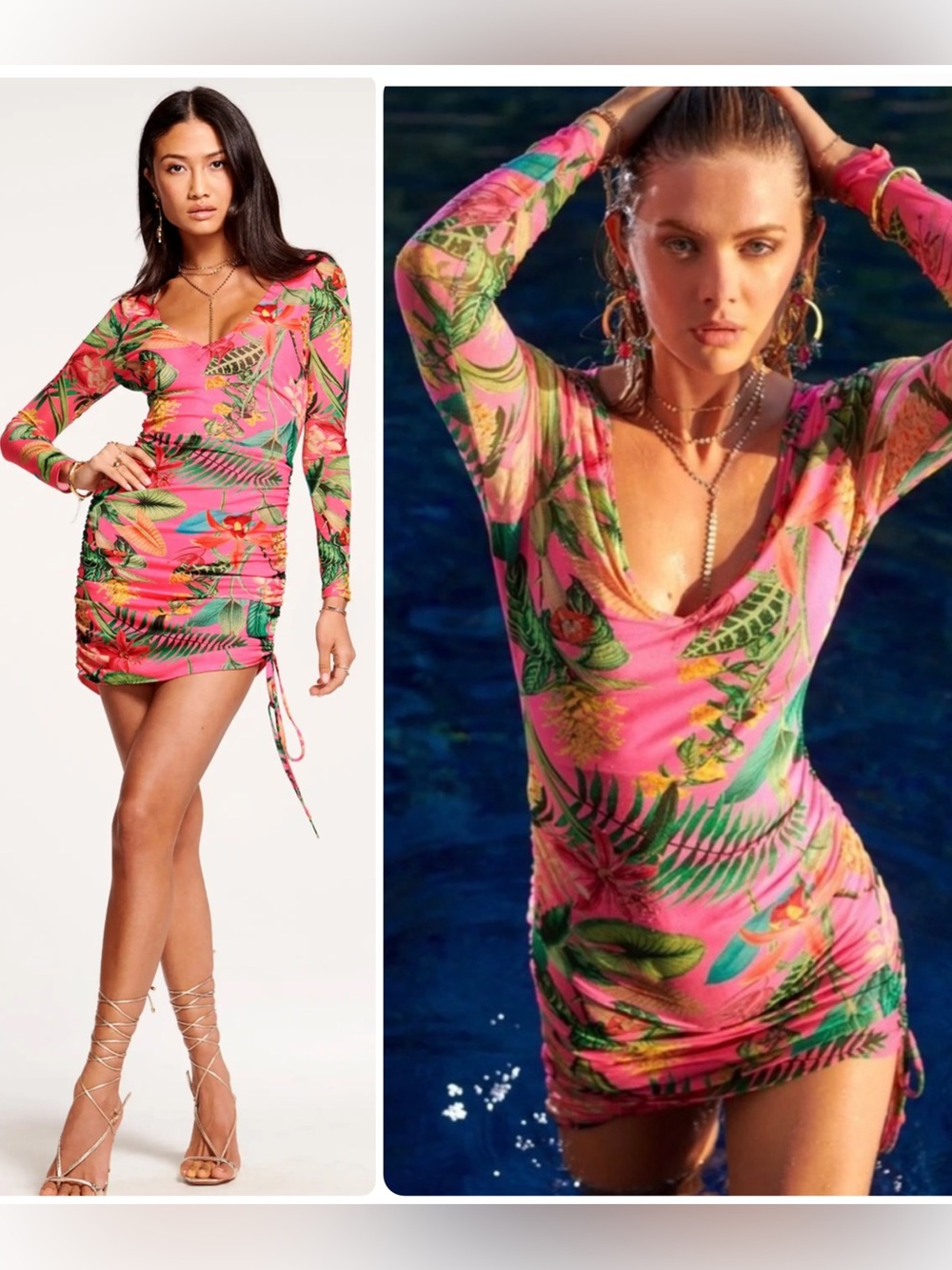 RAMY BROOK Exclusive Sarabeth Ruched Printed Mesh Bodycon Mini Dress NWT $395